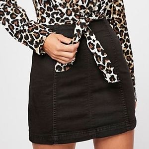 Free People Modern Femme Black Denim Mini Skirt